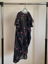 Load image into Gallery viewer, Black/Pink/White Embroidered Drapey Open Shawl