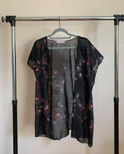 Load image into Gallery viewer, Black/Pink/White Embroidered Drapey Open Shawl