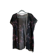 Load image into Gallery viewer, Black/Pink/White Embroidered Drapey Open Shawl