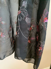 Load image into Gallery viewer, Black/Pink/White Embroidered Drapey Open Shawl