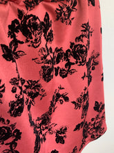 Load image into Gallery viewer, Scarlet/Black Flocked Floral Skirt/Scrunchie Set
