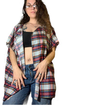 Load image into Gallery viewer, Blue&amp;Red Plaid Open Shawl
