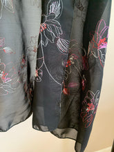 Load image into Gallery viewer, Black/Pink/White Embroidered Drapey Open Shawl
