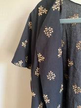 Load image into Gallery viewer, Muted Black/Tan Embroidered Cotton Voile Open Shawl
