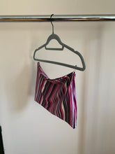 Load image into Gallery viewer, Purple/Pink Striped Strapless Crop
